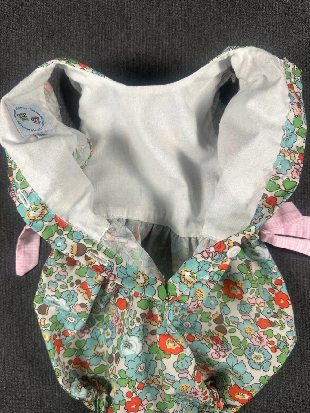Smock Monkey Baby Girl Bubble Floral Gingham Bow Romper 12 Month Infant Toddler
